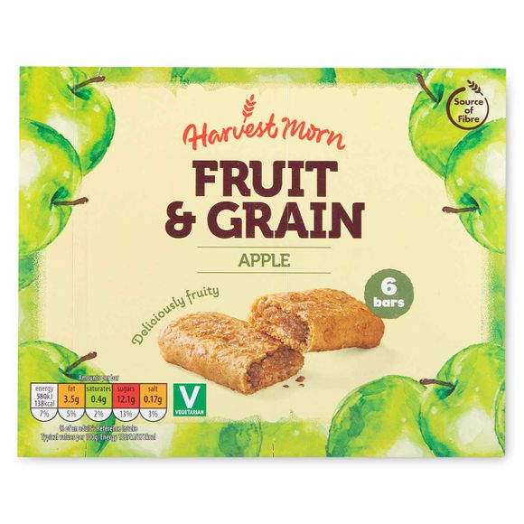 Apple Fruit & Grain Cereal Bars 222g 6 Pack Harvest Morn